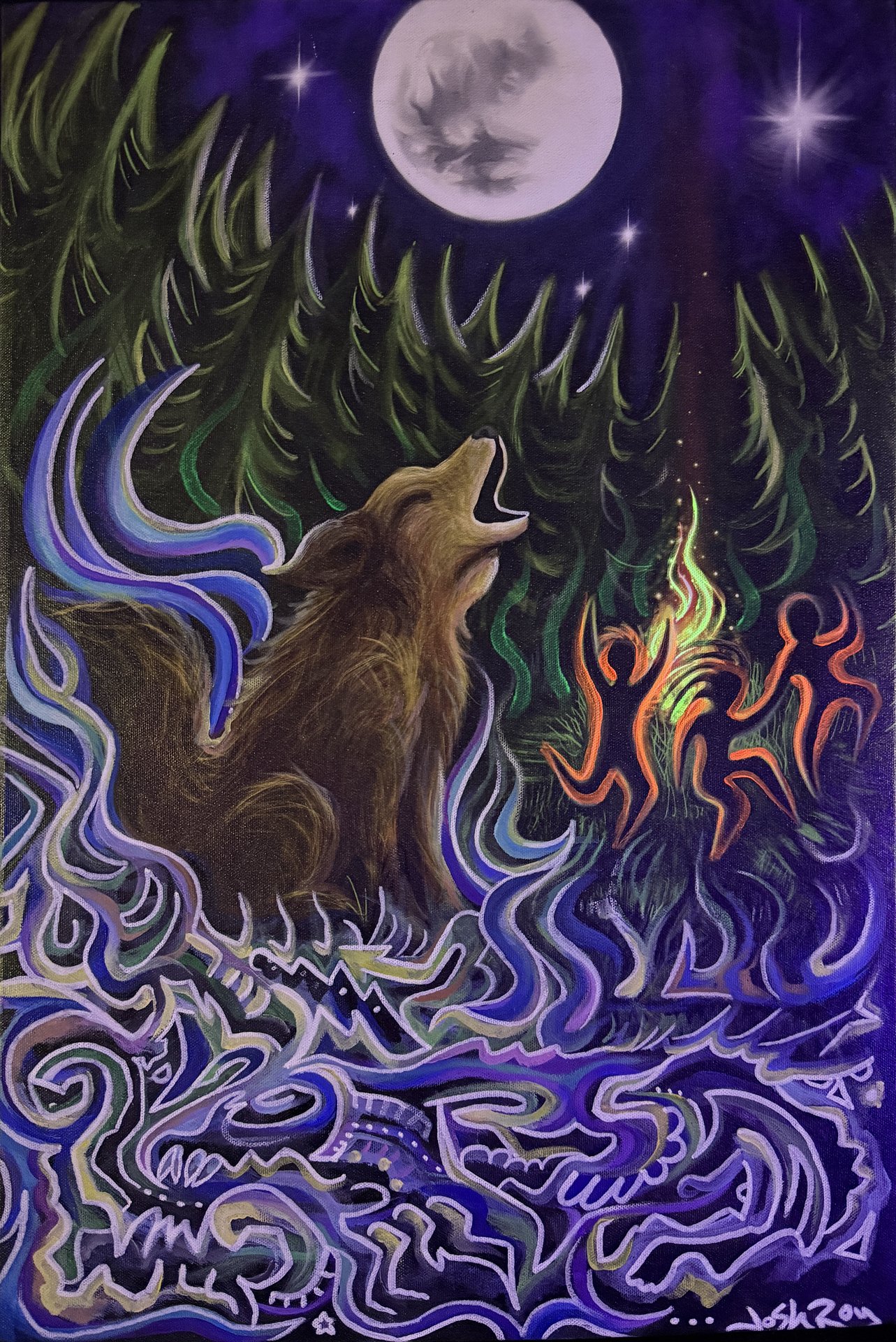 Howling Moon under blacklight