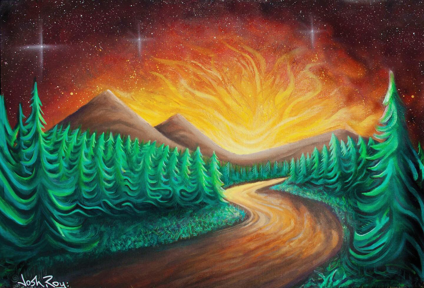 Sunset Landscape - Fire on the Mountain